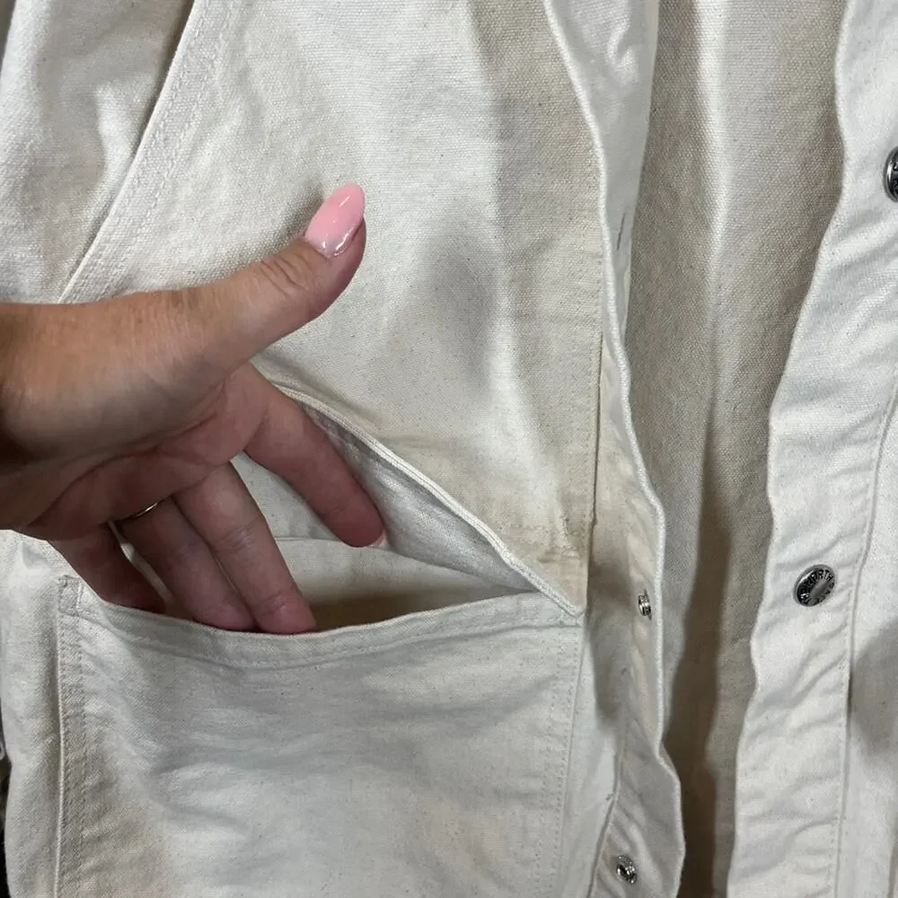 The North Face Men's Outlander Canvas‎ Utility Jacket Cream Pockets Workwear M